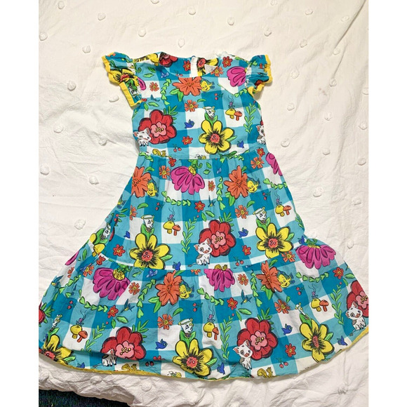 Disney Parks Dress for Girls Size 5/6 Tiered Floral Gingham Bright Cheery Spring - Picture 1 of 7